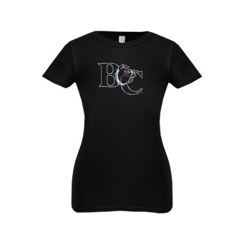  Next Level Girls Black Fashion Fit T Shirt - Official Logo Foil