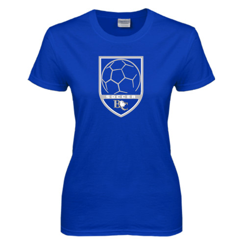  Womens Royal Short Sleeve Tee - Soccer Design