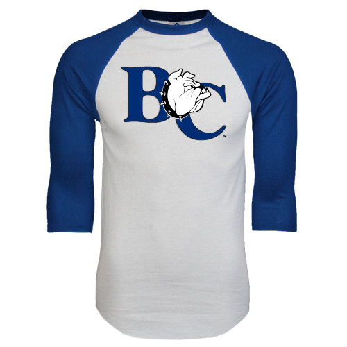  White/Royal Raglan Baseball T Shirt - Official Logo