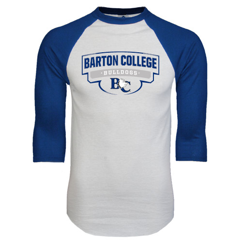  White/Royal Raglan Baseball T Shirt - Barton College Bulldogs