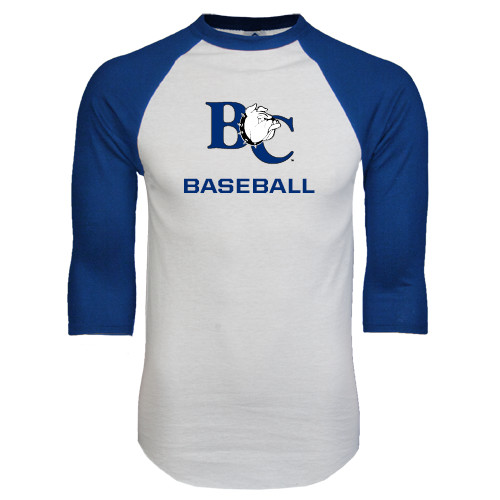  White/Royal Raglan Baseball T Shirt - Baseball