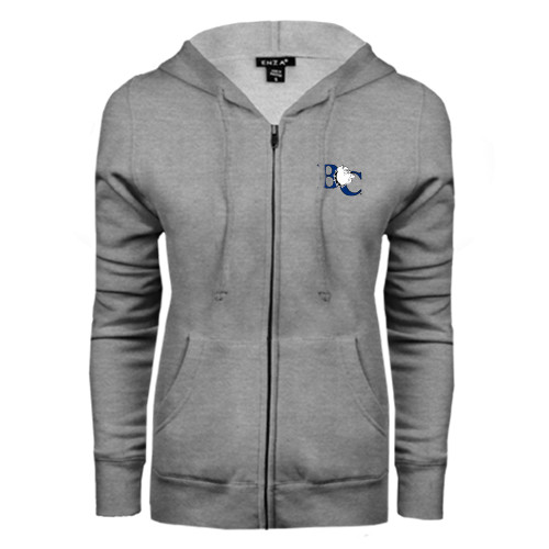  ENZA Womens Grey Fleece Full Zip Hoodie - Official Logo