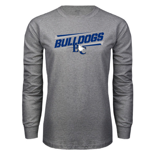  Grey Long Sleeve T Shirt - Stencil Bulldogs