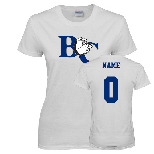  Womens White Short Sleeve Tee - Custom Tee w/ Name & Number