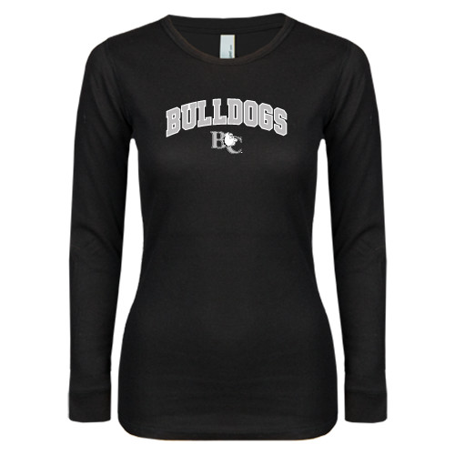  Womens Black Long Sleeve V Neck Tee  - Arched Bulldogs