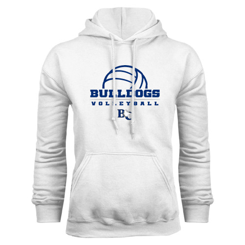  White Fleece Hoodie - Volleyball Design