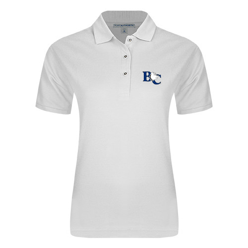  Womens Silk Touch White Pique Polo - Official Logo