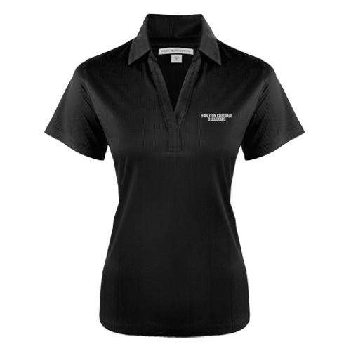  Womens Black Performance Fine Jacquard Polo - Wordmark