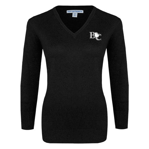  Womens Black VNeck Sweater - Official Logo