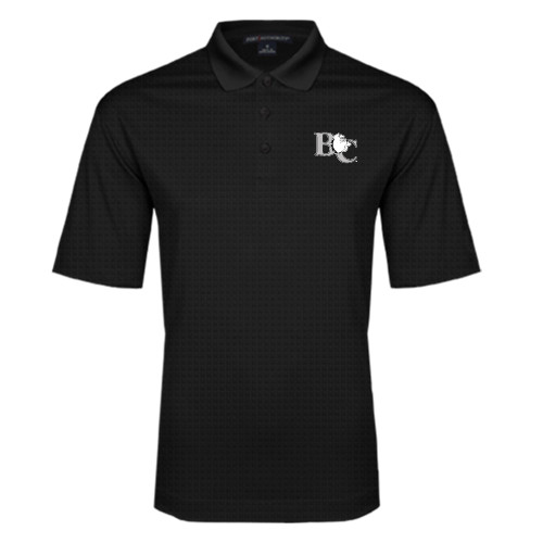  Black Performance Fine Jacquard Polo - Official Logo
