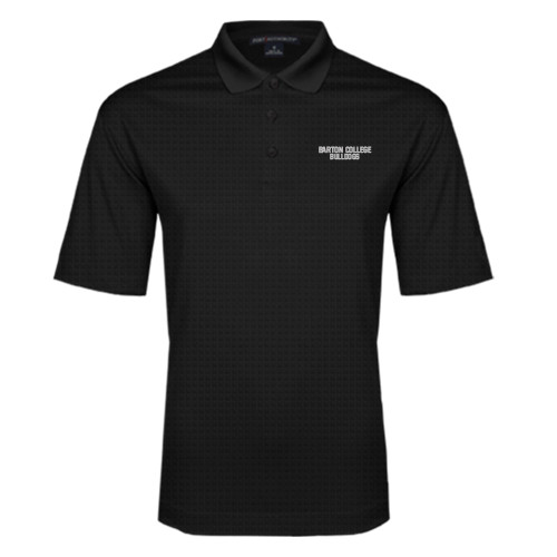  Black Performance Fine Jacquard Polo - Wordmark