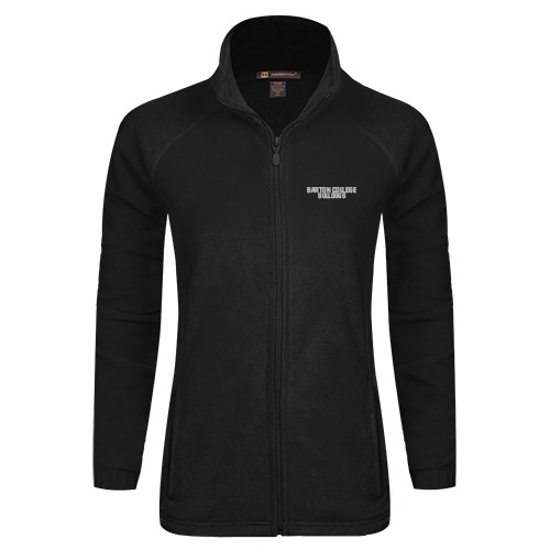  Womens Black Fleece Full Zip Jacket - Wordmark