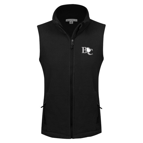  Womens Black Fleece Full Zip Vest - Official Logo
