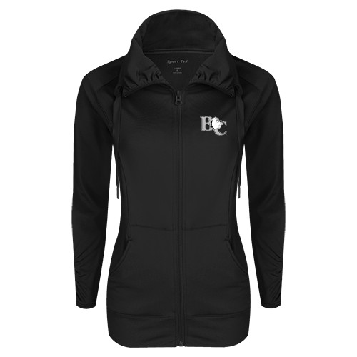  Womens Black Sport Wick Stretch Full Zip Jacket - Official Logo