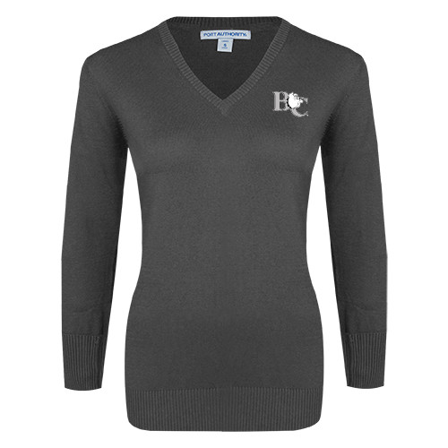  Womens Charcoal Heather VNeck Sweater - Official Logo