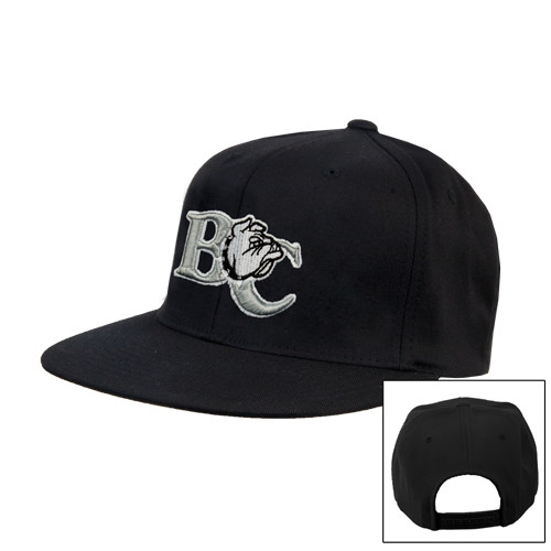  Black Flat Bill Snapback Hat - Official Logo