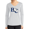 Thumbnail image for  Womens White Performance Long Sleeve V Neck Shirt