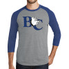 Thumbnail image for  Grey/Royal Heather Triblend Baseball Raglan Tee