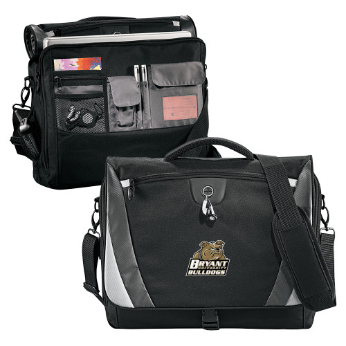  Black/Grey Slope Computer Messenger Bag - Bryant Official Logo