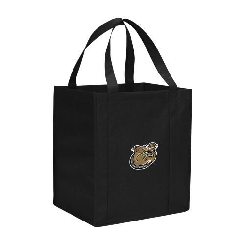  Non Woven Black Grocery Tote - Bulldog Head