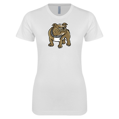  Next Level Womens White Boyfriend Tee - Bulldog