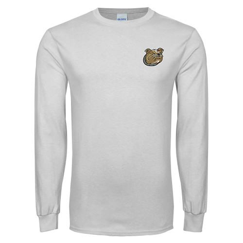  White Long Sleeve T Shirt - Bulldog Head