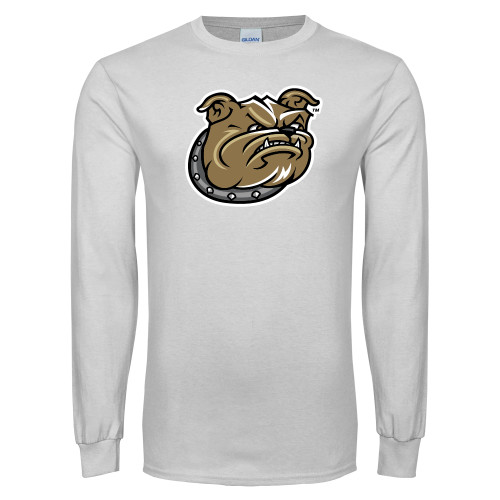  White Long Sleeve T Shirt - Bulldog Head