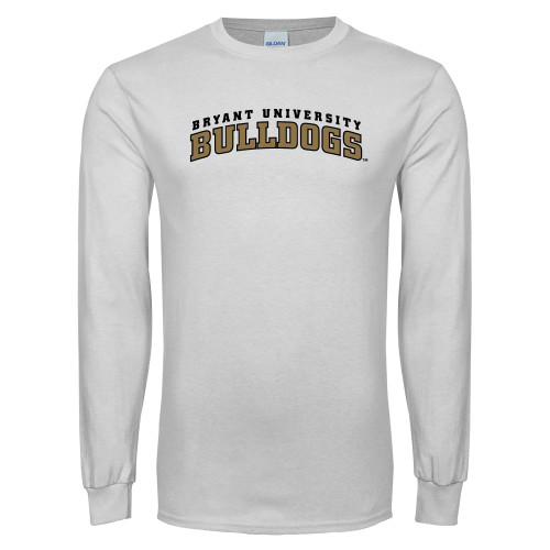  White Long Sleeve T Shirt - Arched Bryant University Bulldogs