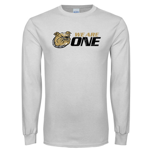  White Long Sleeve T Shirt - We Are One Distressed