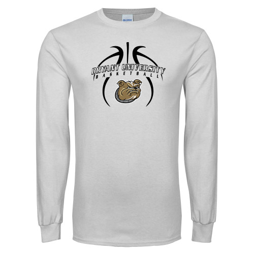  White Long Sleeve T Shirt - Basketball in Ball