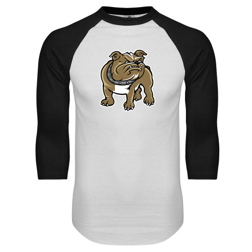  White/Black Raglan Baseball T Shirt - Bulldog