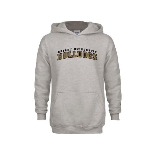  Youth Grey Fleece Hood - Arched Bryant University Bulldogs
