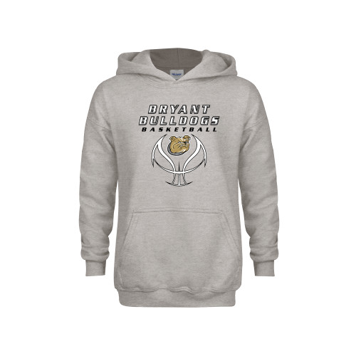  Youth Grey Fleece Hood - Basketball Stacked on Ball
