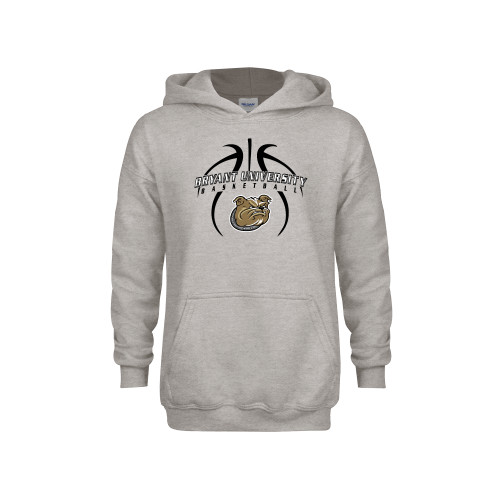  Youth Grey Fleece Hood - Basketball in Ball