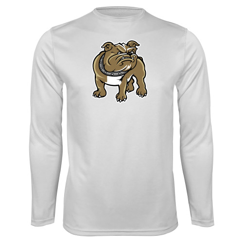  White Performance Long Sleeve Shirt - Bulldog