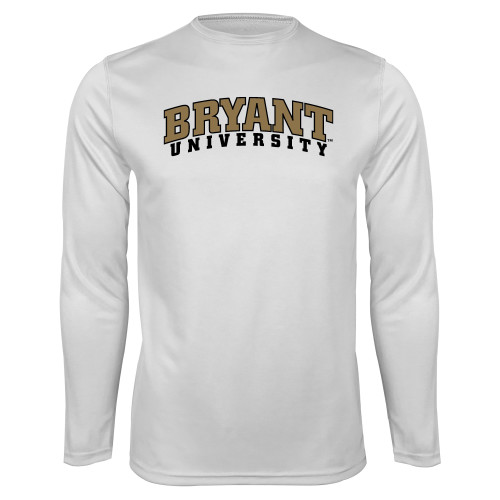  White Performance Long Sleeve Shirt - Arched Bryant University