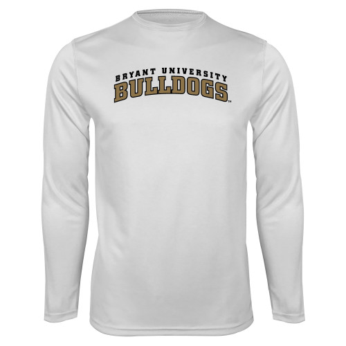  White Performance Long Sleeve Shirt - Arched Bryant University Bulldogs