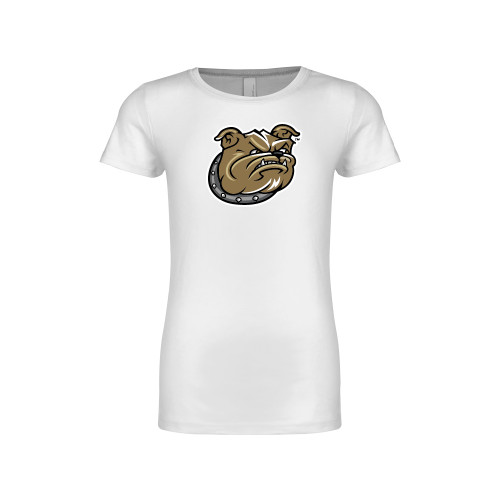  Next Level Girls White Fashion Fit T Shirt - Bulldog Head