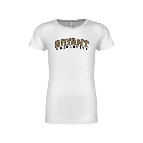  Next Level Girls White Fashion Fit T Shirt - Arched Bryant University