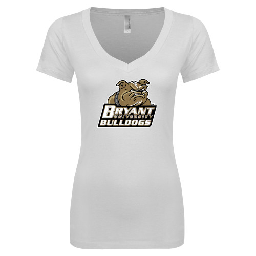  Next Level Womens White Ideal V Tee - Bryant Official Logo