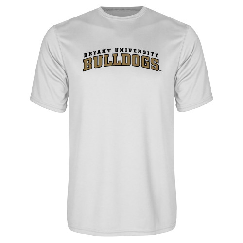  White Performance Tee - Arched Bryant University Bulldogs