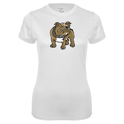  Womens White Performance Tee - Bulldog