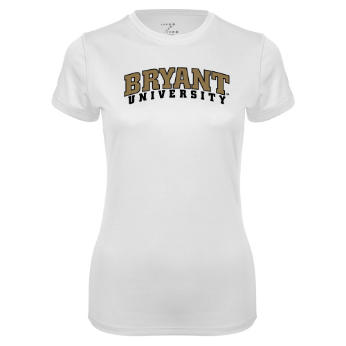  Womens White Performance Tee - Arched Bryant University