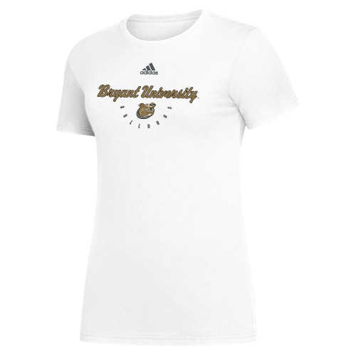  Adidas Womens White Fresh Tee - Mascot under Script Adidas