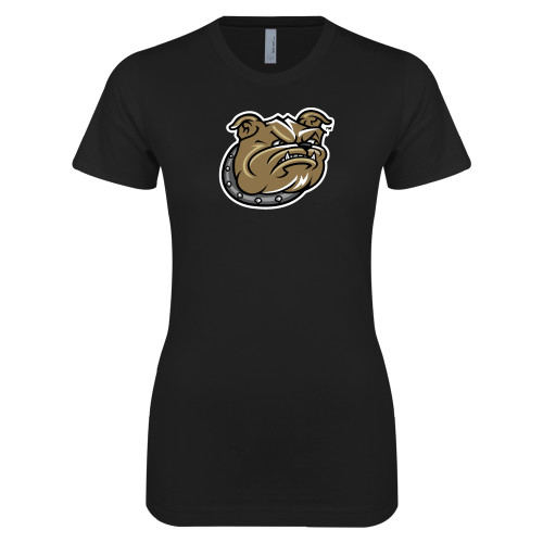  Next Level Womens Black Boyfriend Tee - Bulldog Head