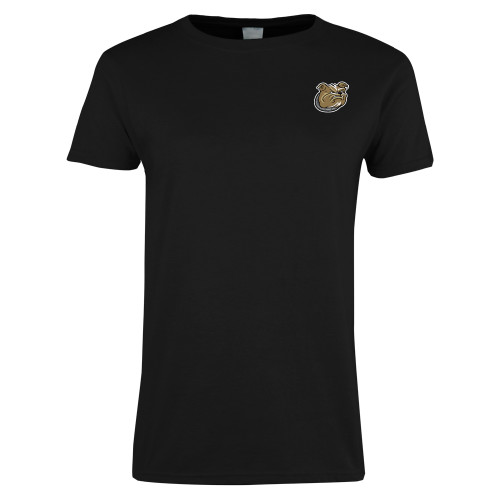  Womens Black Short Sleeve Tee - Bulldog Head