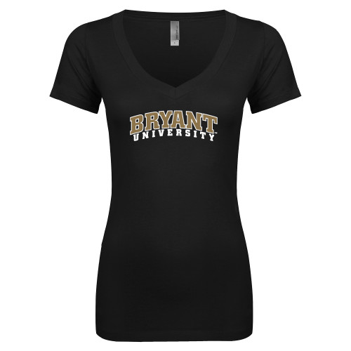  Next Level Womens Black Ideal V Tee - Arched Bryant University