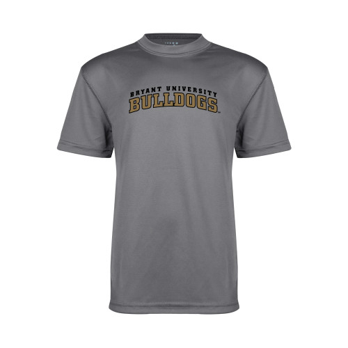  Youth Performance Grey Concrete Tee - Arched Bryant University Bulldogs