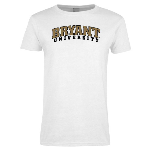  Womens White Short Sleeve Tee - Arched Bryant University