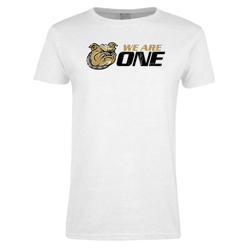 Womens White Short Sleeve Tee - We Are One Distressed
